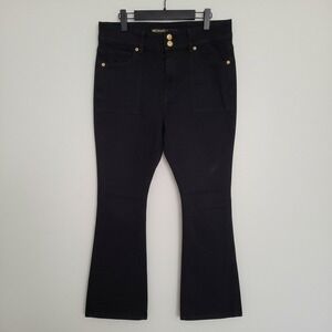 Michael Kors Black Flare Jeans Gold Hardware Double Button Size 12